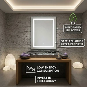 RECTANGULAR TOUCHED CONTROLLED LED MIRROR W50XH70CM | 88326 - Image 