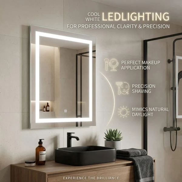 RECTANGULAR TOUCHED CONTROLLED LED MIRROR W50XH70CM | 88326 - Image 