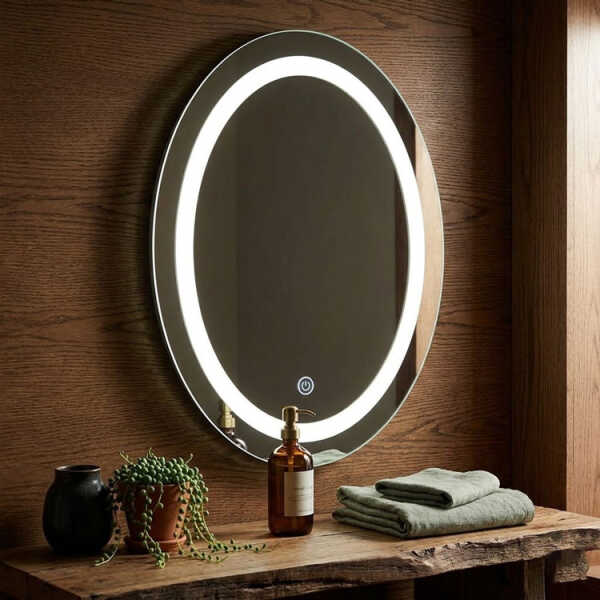 OVAL TOUCH CONTROLLED LED MIRROR W55XH70CM | 88328 - Image 