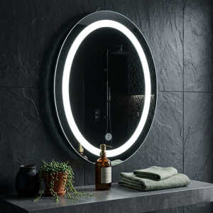 OVAL TOUCH CONTROLLED LED MIRROR W55XH70CM | 88328 - Image 