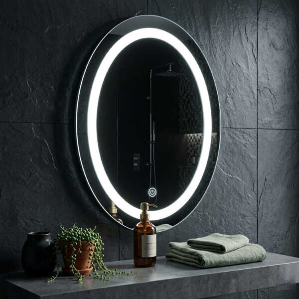 OVAL TOUCH CONTROLLED LED MIRROR W55XH70CM | 88328 - Image 