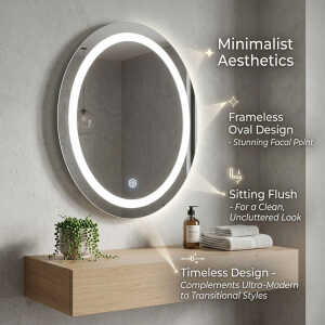 OVAL TOUCH CONTROLLED LED MIRROR W55XH70CM | 88328 - Image 