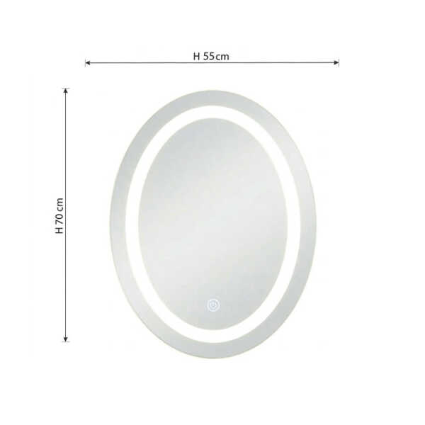 OVAL TOUCH CONTROLLED LED MIRROR W55XH70CM | 88328 - Image 