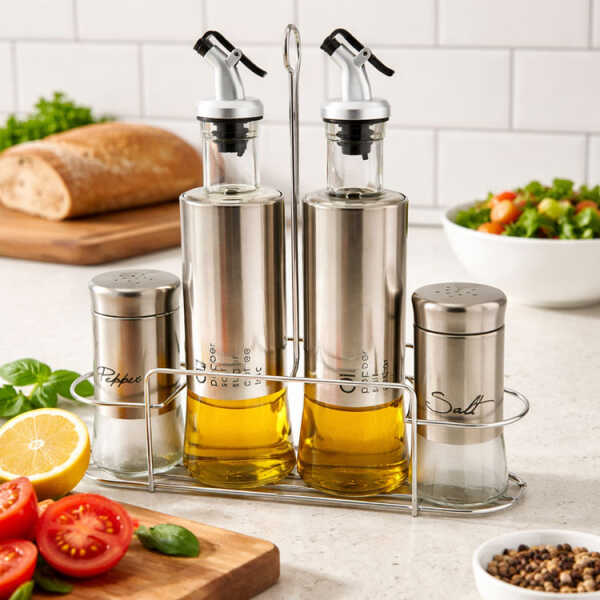 SIGNATURE 5-PIECE STAINLESS STEEL CONDIMENT & CRUET SET | 89635 - Image 