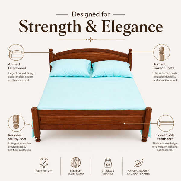 AMANTA KING SIZE WOODEN BED 180X200 BLACK KABBES | AMANTA180X200 - Image 