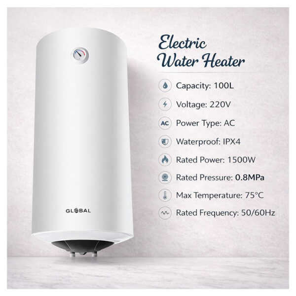 GLOBAL 100 LTR 220V ELECTRIC WATER HEATER | GB100L - Image 