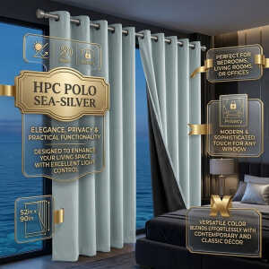 HPC POLO SEA-SILVER 1 PANEL BLACKOUT CURTAIN | HPC-5189 - Image 