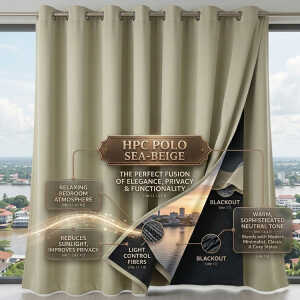 HPC POLO SEA-BEIGE 1 PANEL BLACKOUT CURTAIN | HPC-5194 - Image 
