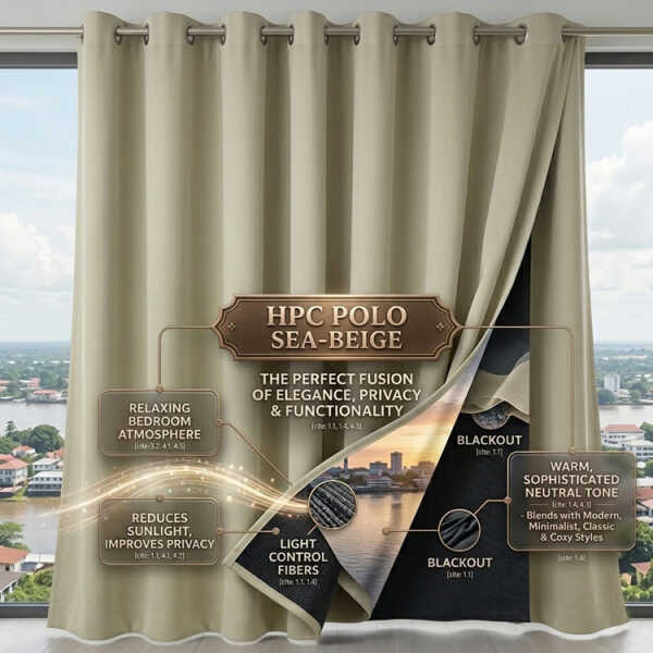 HPC POLO SEA-BEIGE 1 PANEL BLACKOUT CURTAIN | HPC-5194 - Image 