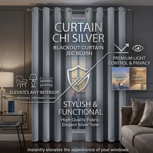HPC POLO 1 SINGLE PANEL BLACKOUT CURTAIN CHI SILVER | HPC-5212 - Image 