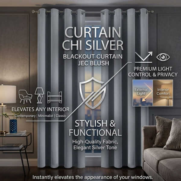 HPC POLO 1 SINGLE PANEL BLACKOUT CURTAIN CHI SILVER | HPC-5212 - Image 