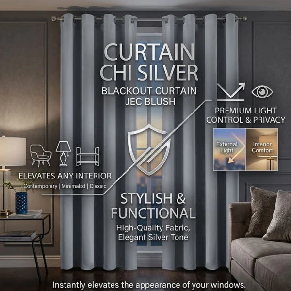 HPC POLO 1 SINGLE PANEL BLACKOUT CURTAIN CHI SILVER | HPC-5212 - Image 