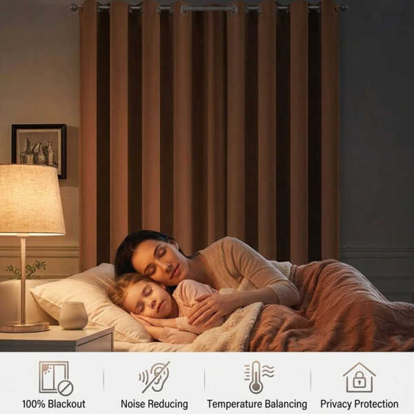 HPC POLO 1 SINGLE PANEL BLACKOUT WINDOW CURTAIN BROWN | HPC-5230 - Image 