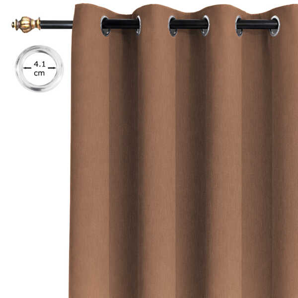 HPC POLO 1 SINGLE PANEL BLACKOUT WINDOW CURTAIN BROWN | HPC-5230 - Image 