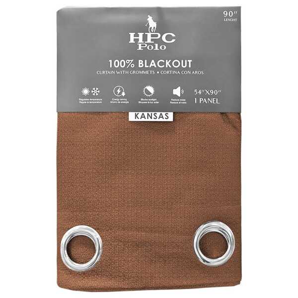 HPC POLO 1 SINGLE PANEL BLACKOUT WINDOW CURTAIN BROWN | HPC-5230 - Image 1