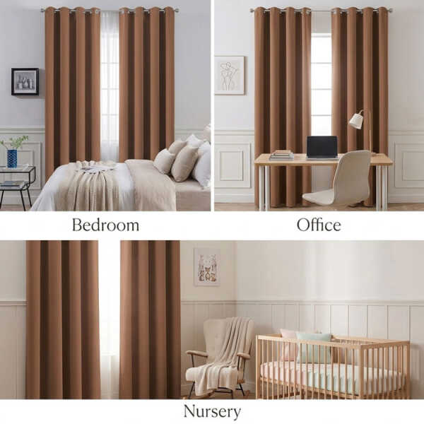 HPC POLO 1 SINGLE PANEL BLACKOUT WINDOW CURTAIN BROWN | HPC-5230 - Image 