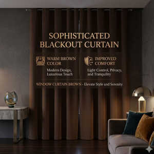 HPC POLO 1 SINGLE PANEL BLACKOUT WINDOW CURTAIN BROWN | HPC-5230 - Image 