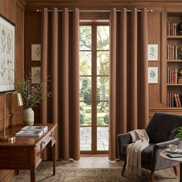 HPC POLO 1 SINGLE PANEL BLACKOUT WINDOW CURTAIN BROWN | HPC-5230 - Image 