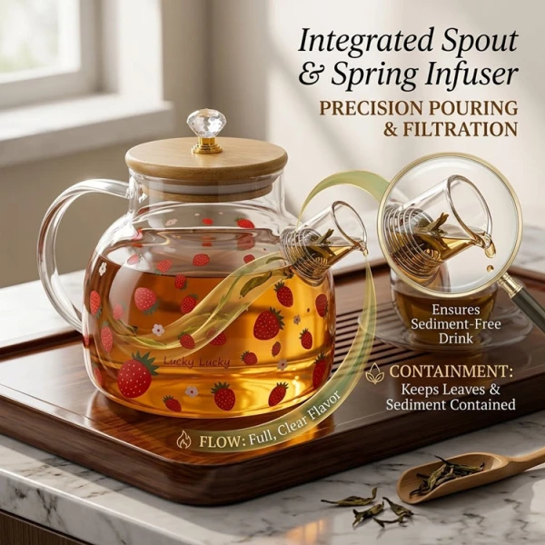 7PCS BOROSILICATE GLASS TEA SET (1 TEAPOT & 6 TEA CUPS) | K41004 - Image 