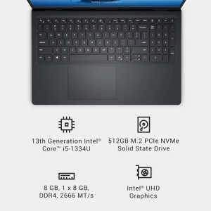 DELL 15.6" 2K TOUCHSCREEN INTEL CORE i5 1334U 2023 8GB MEMORY 512GB STORAGE CARBON BLACK | LDC15250-5315BLK-PUS - Image 