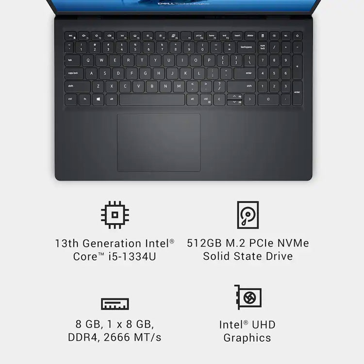 Dell laptop keyboard with Core i5 and 512GB SSD