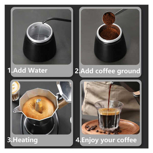 LOTUS ESPRESSO STOVETOP COFFEE MAKER | LT-T60-BLK - Image 