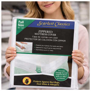 SCARLETT CLASSICS FULL SIZE ZIPPERED MATTRESS COVER  | MC-18 - Image 