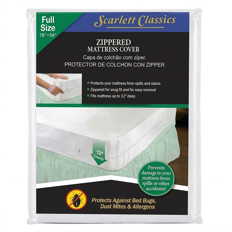 White full size mattress cover with zipper
