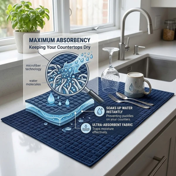 SCARLETT CLASSICS 100% POLYESTER MICROFIBER DRYING MAT ASSORTED COLORS | NV-1391 - Image 