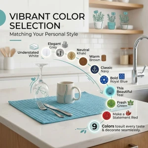 SCARLETT CLASSICS 100% POLYESTER MICROFIBER DRYING MAT ASSORTED COLORS | NV-1391 - Image 