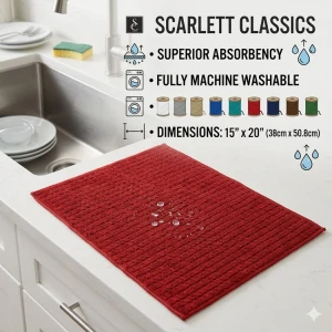 SCARLETT CLASSICS 100% POLYESTER MICROFIBER DRYING MAT ASSORTED COLORS | NV-1391 - Image 