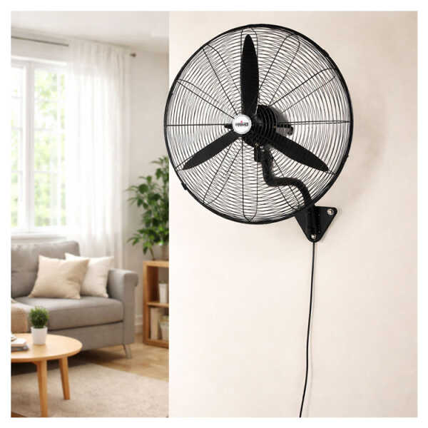 PRIMO 30" INDUSTRIAL 2-IN-1 WALL PEDESTAL FAN, BLACK | PR-3001S/W - Image 