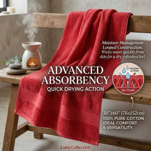 SCARLETT CLASSICS LUNA COLLECTION BATH TOWELS 30"X60" ASSORTED COLORS  | SCR-0425-MIX - Image 