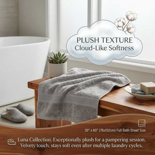 SCARLETT CLASSICS LUNA COLLECTION BATH TOWELS 30"X60" ASSORTED COLORS  | SCR-0425-MIX - Image 