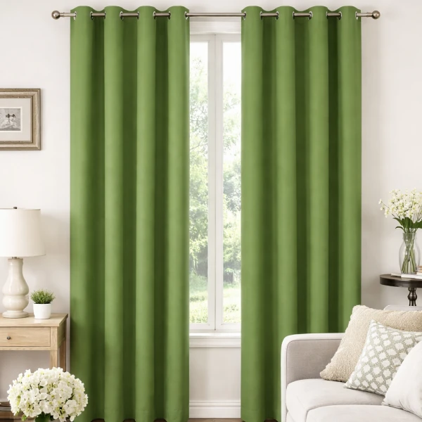 SCARLETT CLASSICS BLACKOUT WINDOW CURTAIN WITH GROMMETS GREEN | SCR-8067 - Image 