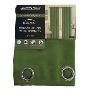 SCARLETT CLASSICS BLACKOUT WINDOW CURTAIN WITH GROMMETS GREEN | SCR-8067 - Image 