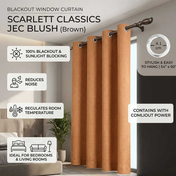 SCARLETT CLASSICS 100% BLACKOUT WINDOW CURTAIN WITH GROMMETS | SCR-8228 - Image 