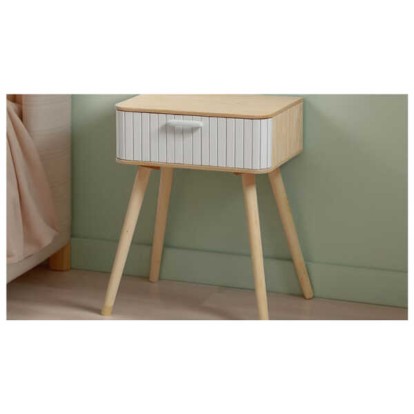 WOODEN BEDSIDE TABLE WITH 1 DRAWER | STUDIO-1016 - Image 