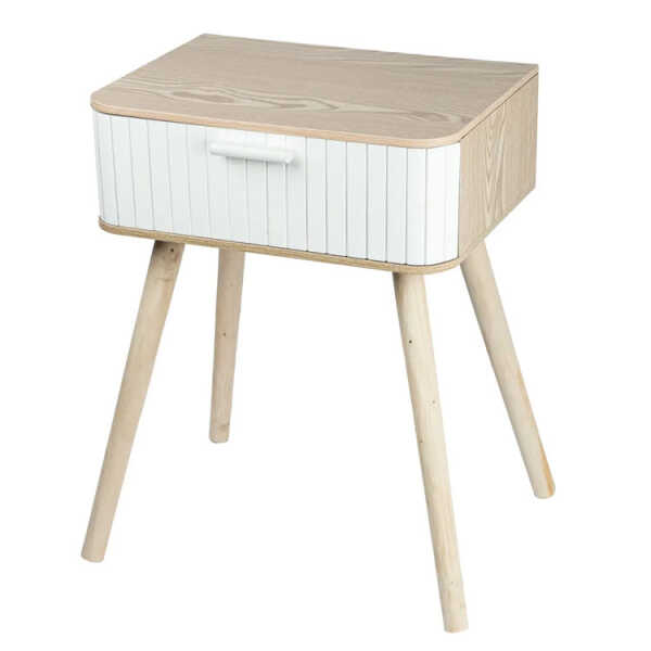 WOODEN BEDSIDE TABLE WITH 1 DRAWER | STUDIO-1016 - Image 