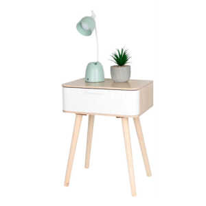 WOODEN BEDSIDE TABLE WITH 1 DRAWER | STUDIO-1016 - Image 