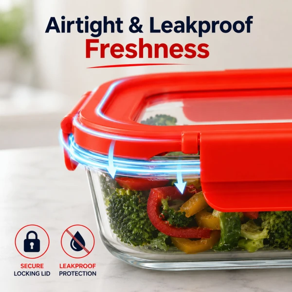 Glass storage container with airtight lid