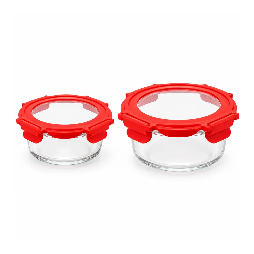 Round Glass Containers for Food | Plastic Lid Included