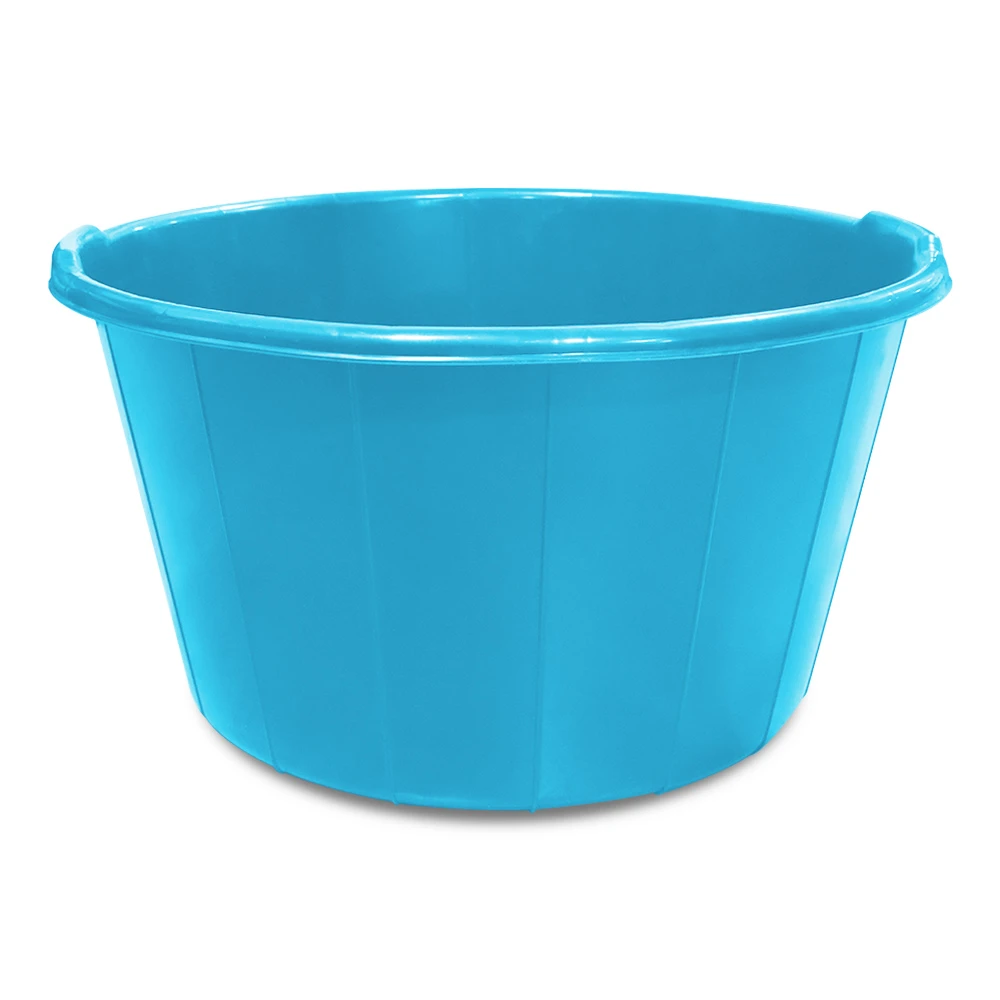 Blue plastic basin suitable for household use