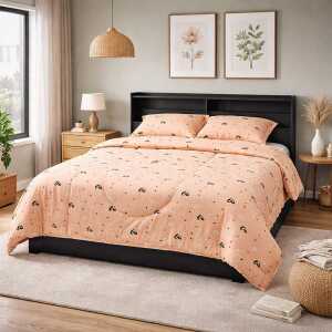 CHRISTY'S PRINTED KING SIZE 3PC COMFORTER SET BLACK / WHITE HEART ZALMROSE | 13177KS-BKWHHEART - Image 