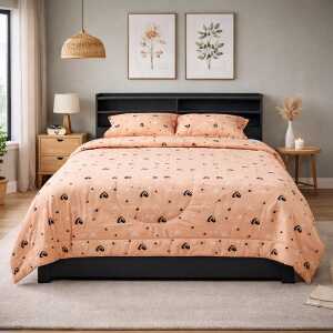 CHRISTY'S PRINTED KING SIZE 3PC COMFORTER SET BLACK / WHITE HEART ZALMROSE | 13177KS-BKWHHEART - Image 