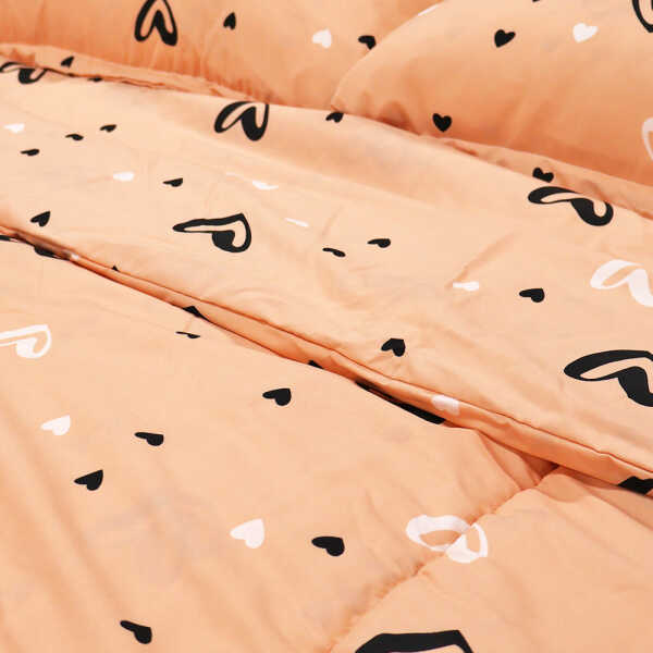 CHRISTY'S PRINTED KING SIZE 3PC COMFORTER SET BLACK / WHITE HEART ZALMROSE | 13177KS-BKWHHEART - Image 