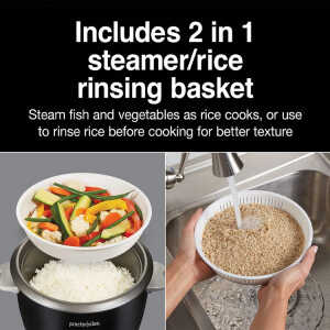 PROCTOR SILEX 1.5L RICE COOKER W/STEAMER 8CUP UNCOOKED/16CUPS COOKED 120V | 37527MN - Image 