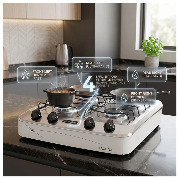 Mitsumi White 4-Burner Portable Stove – 20 Inches