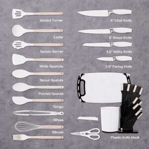 KNIFE BLOCK SET 19PC SILICONE KITCHENWARE | 89226 - Image 
