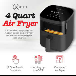 KITCHEN ELITE 4QT 8 PRESETS TOUCHSCREEN BLACK DIGITAL AIR FRYER | AF115-4QT - Image 